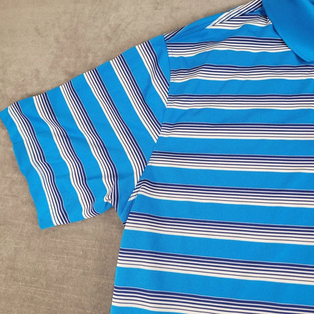 Nike Dri-FIT Golf Polo Shirt Mens‎ Large Blue Striped Short Sleeve Athletic